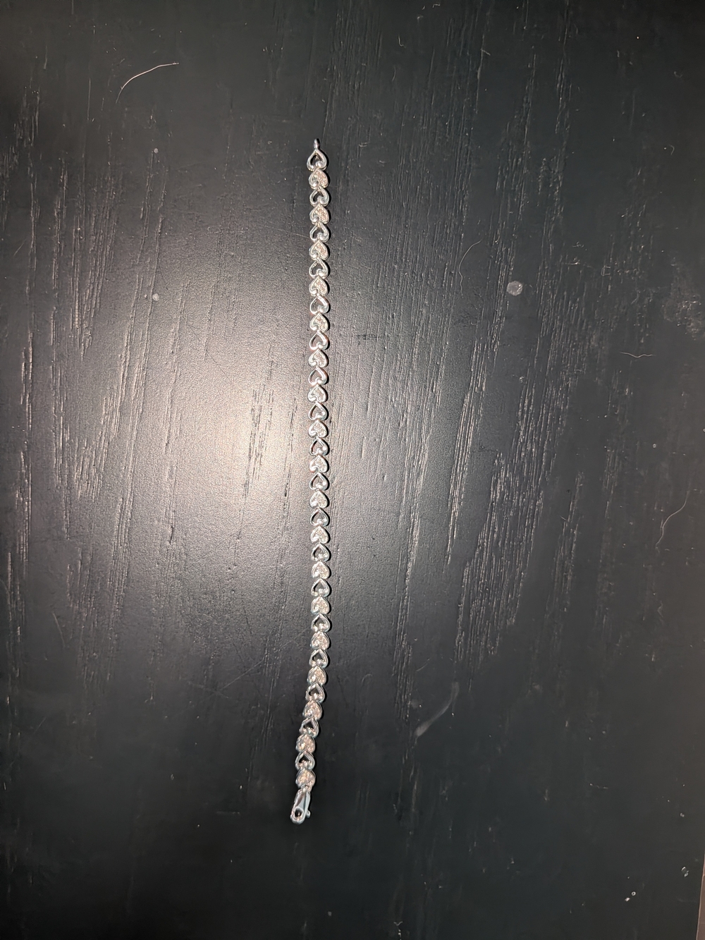 Delicate Silver-Tone Heart Link Bracelet - Women Jewelry 14k White Gold